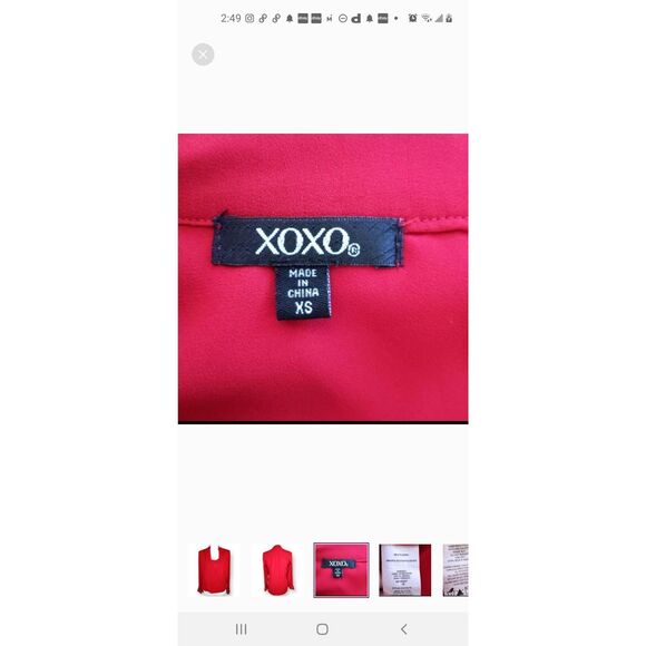 XOXO RED BLOUSE W/STUDDED CUFFS  SZ.XS EUC - Picture 4 of 6